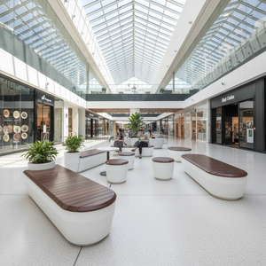 GRC Outdoor Furniture <b>Table</b> Bench <b>Set</b> for Commercial Patio Park & Hotel Lobby-Modern Design Durable Seating - Product Image 2