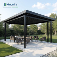 Gazebo extérieur en aluminium avec pare-soleil électrique Pavillon solaire de toit étanche bio-climatique pour l'arrière-cour