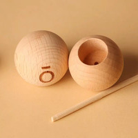 Boule diffuseur d'huiles essentielles en bois de pin de 35 mm avec bouteille d'huile, boule en bois parfumée naturelle pour l'aromathérapie, maison, voiture, sans odeur