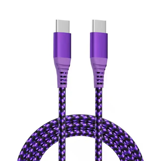 USB-C Aluminum Alloy Braided Fast Charging Cable 1M PD 60W Type-C to Type-C Nylon Braided Data Transfer Fast Charging Cable