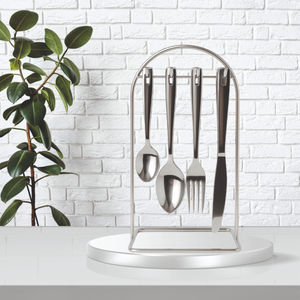 Ensemble de couverts suspendus en acier inoxydable durable de 24 pièces avec finition miroir, compatible lave-vaisselle et support de table - Product Image 1