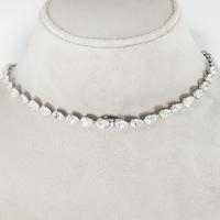 Collar de Lujo Chapado en Plata con Diamante Sintético (Cultivado en Laboratorio) de Corte Cojín en Oro Blanco de 18K, Elegante y de Excelente Calidad, Certificado por IGI