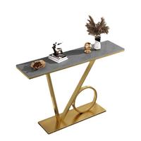 Support de montre console de luxe moderne petit métal fin avec panneaux de marbre noir et or Design classique pour application villa