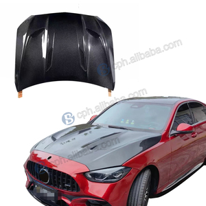 BENSNEES Reemplazo delantero Negro Estilo <span class=keywords><strong>GT</strong></span> Capó de fibra de carbono para mercedes-benz Clase C W206 Capó de carbono - Product Image 1