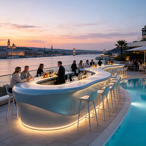 Modern Curved <b>Bar</b> <b>Table</b> Custom <b>Bar</b> Counter Contemporary Cocktail Furniture for Home <b>Bar</b> Hotel Poolside - Product Image 1