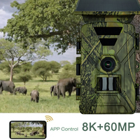Caméra de surveillance de sentier Wifi à vision nocturne alimentée par énergie solaire 60MP 8K Caméras de chasse Temps de déclenchement de 0,3 s Caméra pour la surveillance de la faune Chasse