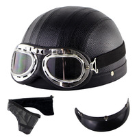 Vente directe fabricants rétro Vintage demi-visage casque de moto lunettes PU ABS coque visage ouvert Style pour les filles nouvel état