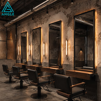 Comptoir de réception de salon noir brillant, comptoir incurvé, aménagement intérieur de boutique de beauté, unité de service professionnelle