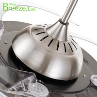 Ventilador de techo LED retráctil con motor silencioso Breezelux de 42 "/48" con control remoto, ventilador de techo Bldc con luz y control remoto