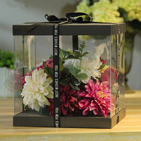 Boîte à gâteau ronde transparente haute personnalisée avec logo, emballage pour fleurs, cadeaux, exposition, rangement