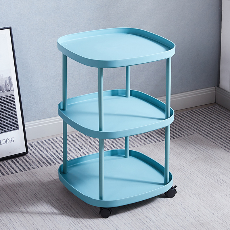 Mobile bedside table 3 levels green