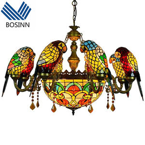 Tiffany zarif papağan avize vitray kuş kolye işıkları otel salonu tavan dekor statuesque & zarif - Product Image 1