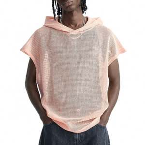 T-shirt et sweat à capuche tricotés personnalisés pour homme, motif uni, maille, coupe oversize, 180g, 100% polyester, design vierge - Product Image 1