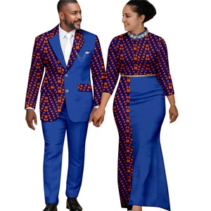 Conjunto de Vestidos Largos y Trajes con Estampado Africano Elegantes para Mujer y Hombre, Ropa Dashiki Ankara Ecológica 26C013 - Product Image 4