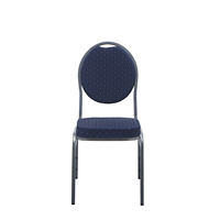 Chaises de banquet d'hôtel bleues à cadre métallique rond et coussin en tissu, prix de gros abordable, pour événements et fêtes