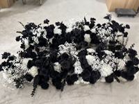Susunan Bunga Sutra Hitam Putih Buatan PPS Wholesale untuk Dekorasi Pernikahan, Acara, dan Pesta
