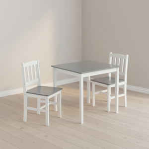 Set <span class=keywords><strong>Tavolo</strong></span> <span class=keywords><strong>e</strong></span> Sedie Salvaspazio con Telaio <span class=keywords><strong>Bianco</strong></span> <span class=keywords><strong>e</strong></span> Piano <span class=keywords><strong>Grigio</strong></span>, Ideale per Spazi Compatti - Product Image 4
