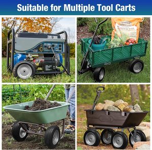 Hl hanak109, lốp xe tải tay, Bánh xe cao su đặc không phẳng, 3.50-4, trục 20mm, 100 kg, màu vàng đen - Product Image 5