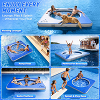 Hamac aquatique gonflable 8 pieds, plateforme flottante pour lac, piscine, rivière, plage, île flottante avec poches de rangement