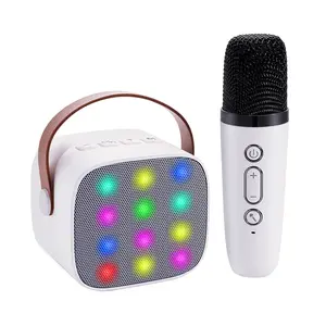 RGB LED Karoke altoparlante con microfono palmare altoparlante portatile con 2 microfono senza fili