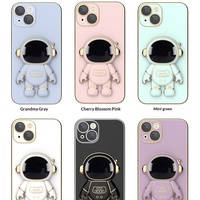 Étui de protection premium électroplaqué 3D populaire avec support pliable astronaute pour iPhone 18 17 16 15 14 13 12 Pro Max