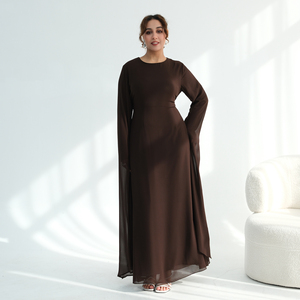 <span class=keywords><strong>Robe</strong></span> de <span class=keywords><strong>soirée</strong></span> en mousseline de soie unie Loriya 2026, robes maxi pour femmes musulmanes, <span class=keywords><strong>robe</strong></span> élégante à taille cintrée dans le dos, robes longues modestes - Product Image 4