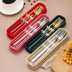 Set di posate coreane in acciaio inossidabile 18/8 presto forchetta bacchette posate da viaggio portatili - Product Image 6