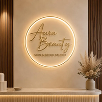 Nouvelle enseigne de magasin en acrylique et acier inoxydable, lettrage transparent rétroéclairé par LED, décoration de la maison, panneau publicitaire