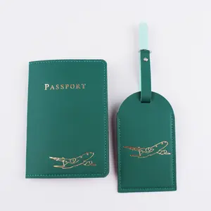 Slim Passport Holder & Luggage Tag Travel Gift Set Custom RFID PU Leather Passport Holder Cover
