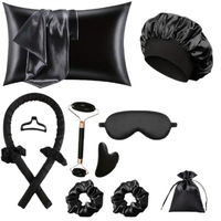 Ensemble cadeau élégant pour demoiselles d'honneur en satin soyeux pour femmes, comprenant un bandeau, un masque pour les yeux et un élastique à cheveux, idéal comme cadeaux pratiques pour mariages et célébrations