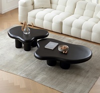 Table basse moderne Cloud, style nordique irrégulier, table centrale noire mate pour salon, mobilier design minimaliste