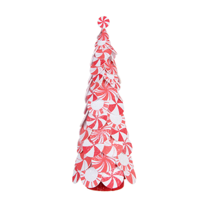Décoration de Noël en forme de cône de bonbons à la menthe, arbre de Noël, disque tourbillonnant rouge et blanc, cane en sucre superposée scintillante pour table - Product Image 3