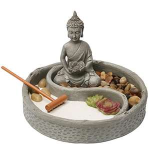 Mini Kit de jardin <span class=keywords><strong>Zen</strong></span> personnalisé pour bureau avec Lotus bouddha figurines râteau et <span class=keywords><strong>sable</strong></span> naturel figurine roches de rivière - Product Image 2