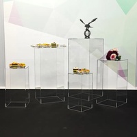 Mutil funtion Premium Acryl würfel Food Display Stand Nesting Weiß Runde Buffet Acryl Display Riser Zylinder Stand für Party