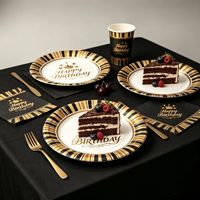 Nouvel ensemble de vaisselle jetable de luxe Lanweier pour les fêtes d'anniversaire et les festivals, avec assiettes, serviettes et ballons colorés