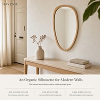 Miroir de salle de bain mural en bois de style américain rétro et nostalgique pour coiffeuse/maquillage, design décoratif de forme irrégulière