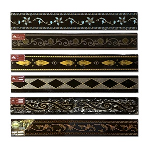 <span class=keywords><strong>Azulejos</strong></span> de Piso para Bordes, Decoración de Esquinas de Pared, Brillantes y Esmaltados, en Negro, Dorado y Plateado, para Zócalos - Product Image 1