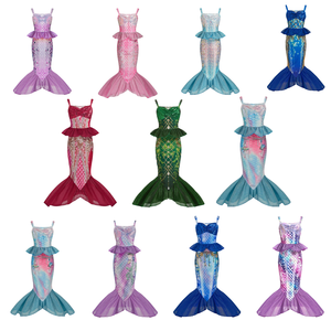 Abito da principessa sirena per bambine, vestito da sirena con stampa di squame scintillanti per bambini da <span class=keywords><strong>3</strong></span> a 10 anni - Product Image 1