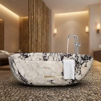 Baignoire en marbre Calacatta Viola massif sculpté à la main, style moderne et luxueux, JUNREN, baignoire en pierre naturelle pour salle de bain