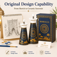 Ensemble de Bouteilles à Huile en Céramique Souvenir Touristique Marocain, Motif Chameau, Bouteille à Huile en Porcelaine pour Cuisine, Personnalisation OEM ODM Vente en Gros