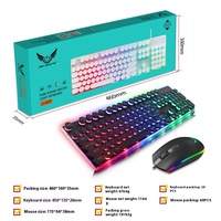 Pasokan Langsung Pabrik Set Keyboard dan Mouse Laptop Ukuran Penuh Punk Crystal Cap, Nuansa Mekanik, Pelangi Bercahaya, Membran, Kabel USB 2.0