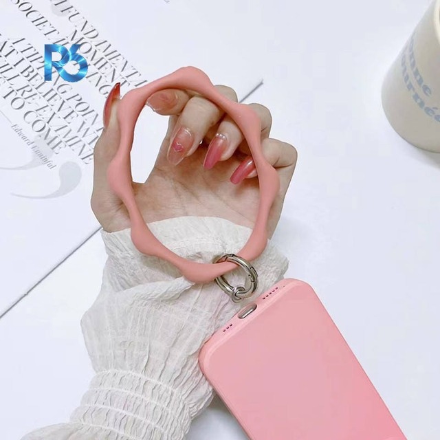 Universal Phone Wrist Holder Bangle Anti Loss Anti Falling Key Ring Silicone Flower Bracelet for Mobile Phone Case
