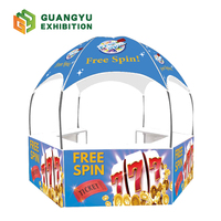 Carpa Domo para Puesto de Comida con Mostrador, Carpa Tipo Domo Hexagonal de 10x10 para Eventos Promocionales al Aire Libre