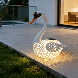 Lampe de table LED en acier, protégée contre <span class=keywords><strong>les</strong></span> UV, étanche IP65, éclairage paysager solaire en forme de cygne, ornement lumineux en forme de canard de dessin animé - Product Image 2