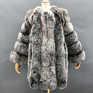 プラスサイズふわふわロングクラシック冬暖かい安いブルーフォックスファーコート女性 - Product Image 5