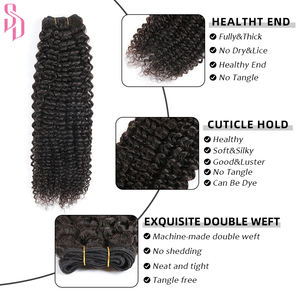 Extensions d'armure de cheveux bouclés humains vierges 100% afro brésiliens de couleur naturelle paquets de cheveux - Product Image 5