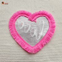 Patchs thermocollants personnalisés en gros pour la Saint-Valentin, motif cœur à sequins et pompon en chenille, grand format pour vêtements, t-shirts, sweats à capuche et vestes