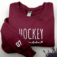 Sweat à capuche pour maman de hockeyiste automne/hiver avec logo frontal brodé en relief 3D – pour la maman de hockeyiste