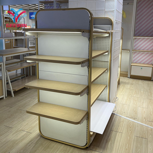 رف عرض متجر القرطاسية المعدني مزيج الخشب مع رفوف متعددة الطبقات - Product Image 4