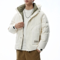 Veste d'hiver à capuche en duvet de canard blanc de haute qualité, personnalisée avec logo, col épais, coupe ample et chaude